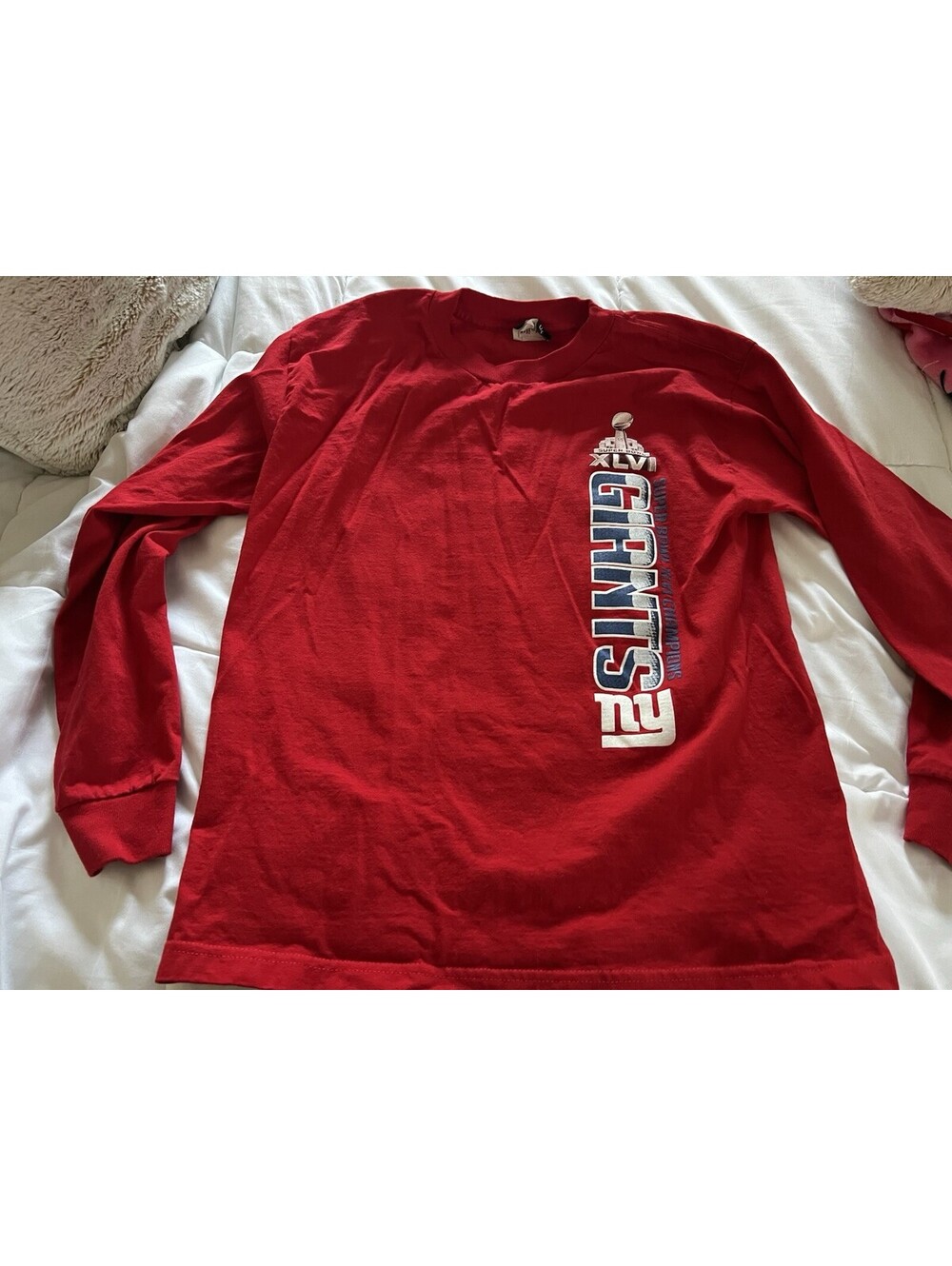 NEW New York Giants SuperBowl XLVI Red BOYS Extra Large long sleeve t shirt